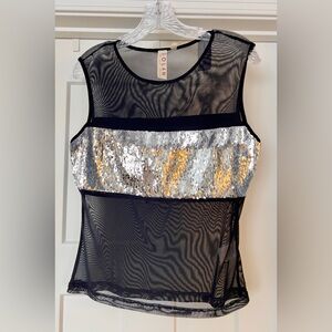 NWT Dolan Black Mesh Sequin Top - Medium